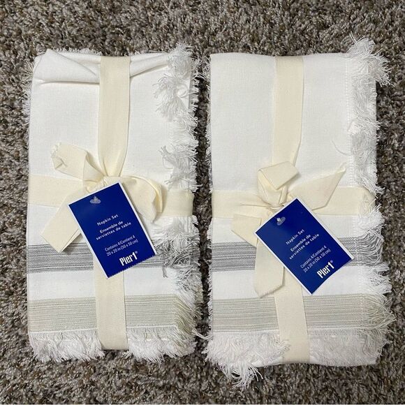 Pier 1 100% Cotton Striped Dinner Kitchen Napkins - Picture 1 of 5